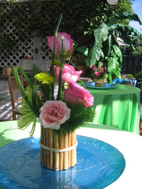 Throwing a summer party?  Why not make it a Hawaiian Luau Party!  In our previous blog post, we gave some party rental and design tips for a Luau party, wh Bamboo Party Decorations, Luau Flower Centerpieces, Hawaiian Theme Centerpiece, Coconut Centerpiece Ideas, Tropical Party Centerpieces, Luau Centerpiece Ideas, Hawaiian Centerpiece Ideas, Moana Centerpieces Ideas, Hawaiian Centerpieces