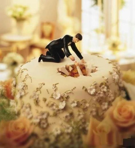 Funny Wedding Cakes, Funny Wedding Cake Toppers, Accident Prone, Funny Commercials, Slim Fast, Unique Wedding Cakes, Unique Wedding Invitations, Wedding Cake Topper, Wedding Humor