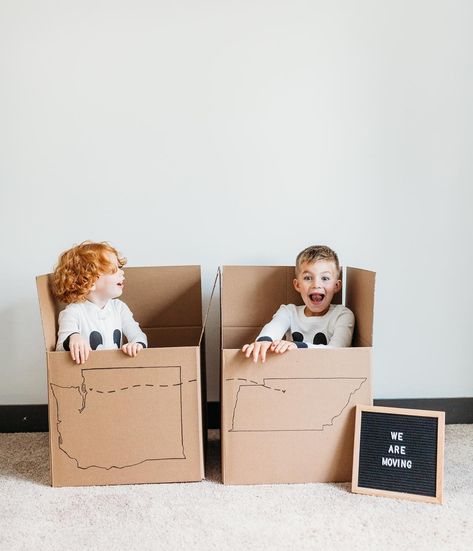 Family Moving Photoshoot, We’re Moving Announcement Photo, Moving In Photoshoot, Moving Aesthetic Pictures, House Moving Castle, We're Moving Announcement, Moving Photoshoot, Moving Announcement Photo, Moving Photo