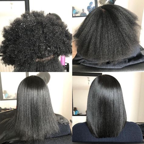 Silk Press On Thick 4c Hair, Silk Press Before And After Natural Hair, Middle Part Silk Press Natural Hair Straight, Silk Press Natural Hair Before And After, 4c Hair Silk Press Before And After, Slik Press With Natural Hair, Silk Press Process, Healthy Silk Press, Silk Press Afro Hair