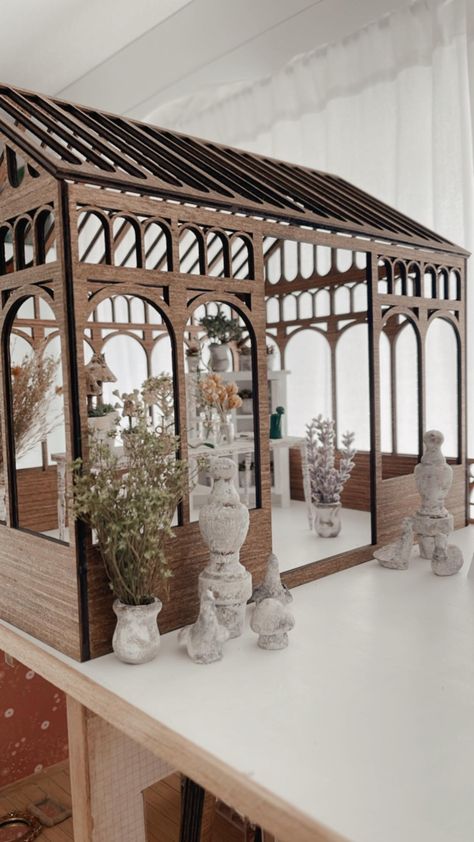 If You Love Miniatures You'll Love This Greenhouse - The Curated Farmhouse Hobby Lobby Farmhouse Decor Living Room, Dollhouse Greenhouse, Dollhouse Redo, Hobby Lobby Farmhouse Decor, Hobby Lobby Farmhouse, Miniature Greenhouse, Fishermans Cottage, Mini Doll House, Greenhouse Kit