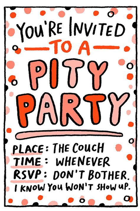 Witty Comics, Gemma Correll, Pity Party, Clean Jokes, You're Invited, Mood Swings, Comic Illustration, Grappling, British Artist