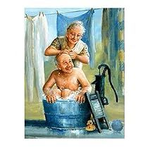 Old Couple, Crystal Embroidery, In The Bathtub, Old Couples, Diy Cross, Diy Cross Stitch, Diamond Mosaic, Cross Paintings, Diy Paint