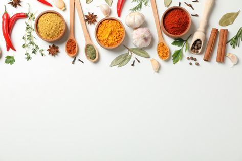 Download more Premium stock photos on Freepik Spices Photography, Food Illustration Design, Food Logo Design Inspiration, Spice Spoon, Premium Spices, Business Logo Inspiration, Cute Home Screen Wallpaper, Background Space, Food Logo Design