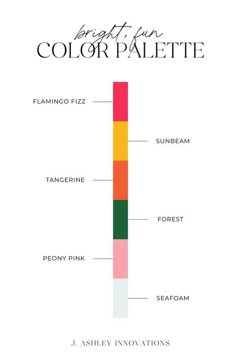 In this branding color palette for Oh Happy Day Podcast, we went all in on bright and bold colors. Warm tones dominate this color palette, with hot pink, orange, and marigold yellow. These bright brand colors are balanced with a rich emerald green and a light seafoam blue! Kelly Green Color Palette Colour Schemes, Green Pink Orange Palette, Pink Orange Green Color Scheme, Confetti Branding, Marigold Color Palette, Emerald Green Color Palette, Vibrant Branding, Branding Color Palette, Cotton Photography