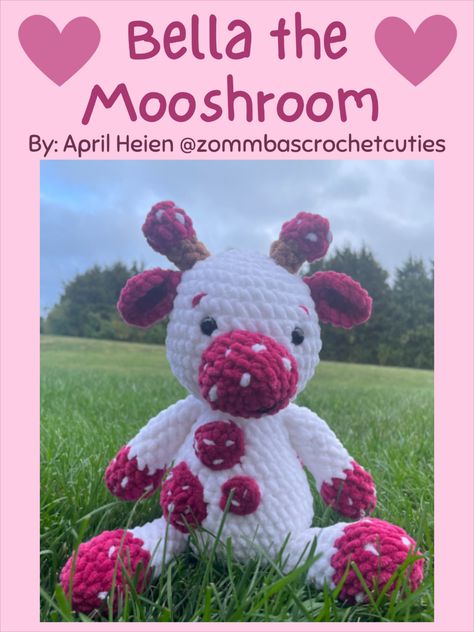 This is a BEGINNER pattern for a mushroom-cow or mooshroom! It contains detailed instructions paired with photos every step of the way. To successfully follow this pattern you should be comfortable with single crocheting, color changing, and joining/sewing pieces together. #crochet #crochetpattern #crochetcow #cowstuffie #amigurumi #amigurumipattern #cowstuffedanimal #crochetstuffedanimal #crochetanimalpattern Mooshroom Cow, Cow Mushroom, Mushroom Cow, Cow Crochet Pattern, Mushroom Crochet, Cow Crochet, Crochet Cow, Crochet Animal Patterns, Amigurumi Pattern