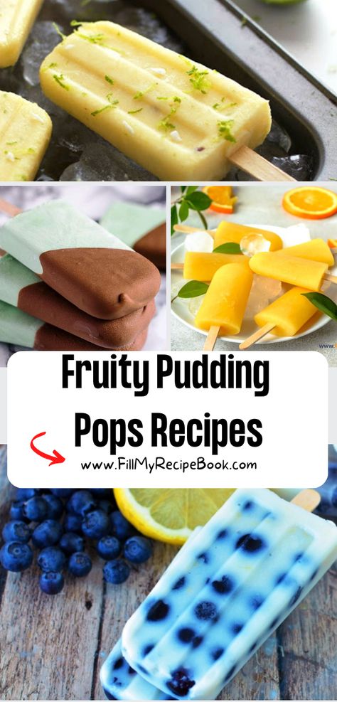 Fruity Pudding Pops Recipes ideas for summer time. Easy homemade popsicles that include fruit for snacks on hot days. Fudge Popsicle Recipe, Easy Homemade Popsicles, Frozen Pudding Pops, Pudding Pops Recipe, Fudgesicle Recipe, Fudge Popsicles, Pudding Popsicles, Pops Recipes, Peach Popsicles