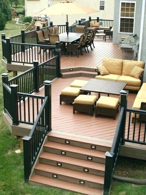 Design Per Patio, Multi Level Deck, Backyard Patio Deck, Porch Design Ideas, Patio Pergola, Patio Deck Designs, Pergola Design, Deck Designs Backyard, Deck With Pergola