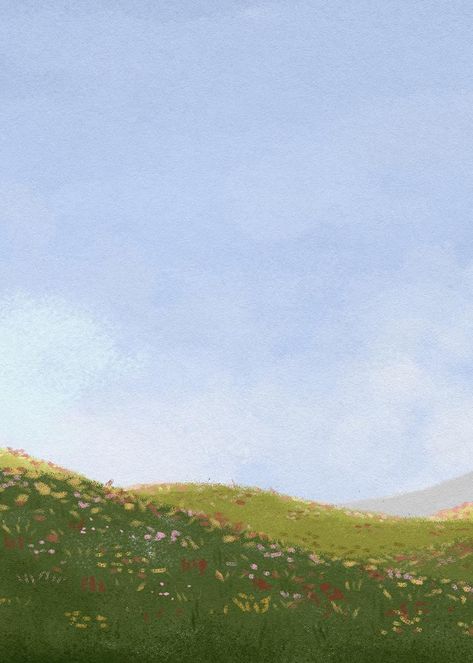 Easy Aesthetic Landscape Painting, Flowers Background Painting, Nature Backgrounds Drawings, Flower Background Illustration, Nature Illustration Background, Drawing Field Of Flowers, Field Flowers Illustration, Flower Illustration Background, Watercolor Art Flower Field