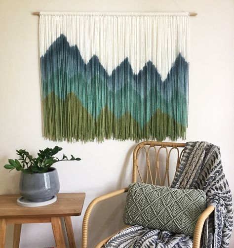 Dyeing Yarn, Fiber Art Wall Hanging, Textile Tapestry, Lemon Twist, Yarn Wall Art, Tapestry Woven, Textile Wall Hangings, Yarn Wall, Handmade Wall Decor