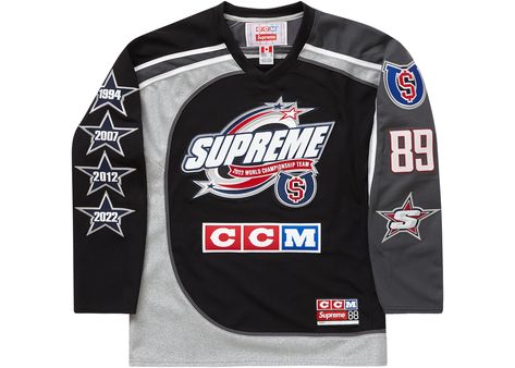 Men's Supreme CCM All Stars Hockey Jersey in Black Grunge Boy Style, Supreme Brand, Stars Hockey, Concept Clothing, Hot Sneakers, Hockey Jersey, The Supreme, Sports Logo, Jordan Retro