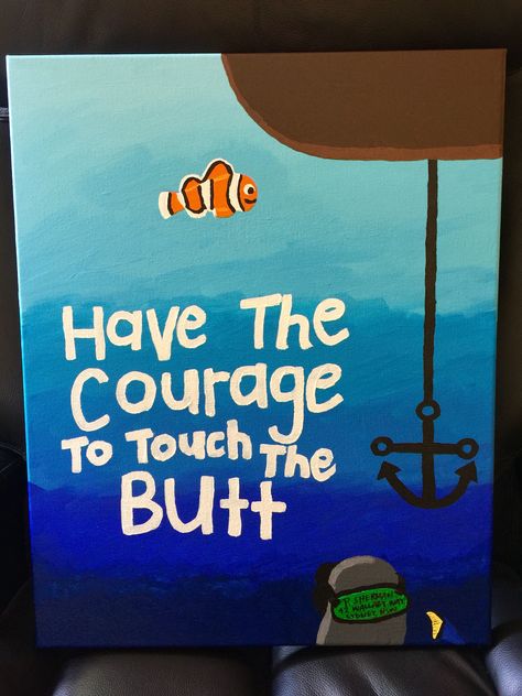 My newest 'Finding Nemo' inspired canvas painting. Turned out great! - MM Creative Wall Painting Ideas, Painting Canvas Crafts, Designs For Bedrooms, Disney Canvas Paintings, Canvas Painting Quotes, Wall Painting Ideas, Painting Colour, Disney Canvas Art, Creative Wall Painting