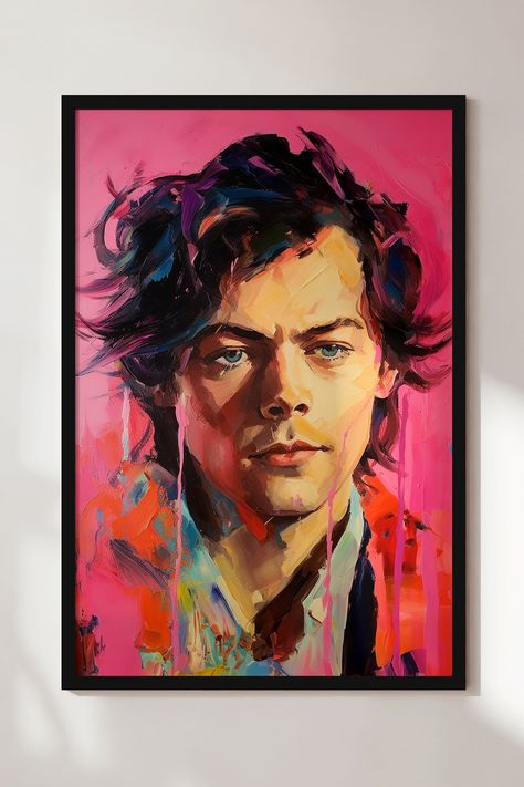 An expressive digital painting of the new prince of pop; Harry Styles! Available in a range of prints sizes in both rectangular and square formats. Harry Styles Portrait, Harry Styles Painting, Prince Of Pop, Painting Fine Art, Portrait Oil Painting, Digital Oil Painting, Painting Wall Art, Fine Arts Posters, Digital Portrait