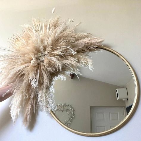 Pampas Grass Clouds and Arches – Norfolk Pampas Pampas’s Grass Wall Decor, Pampas Grass Decor Mirror, Pampas Grass Around Mirror, Pampas Grass Office Decor, Pampas Grass Salon Decor, Halloween Pampas Decor, Pampas Grass Mirror Diy, Flowers Around Mirror On Wall, Pampas Grass Mirror Decor