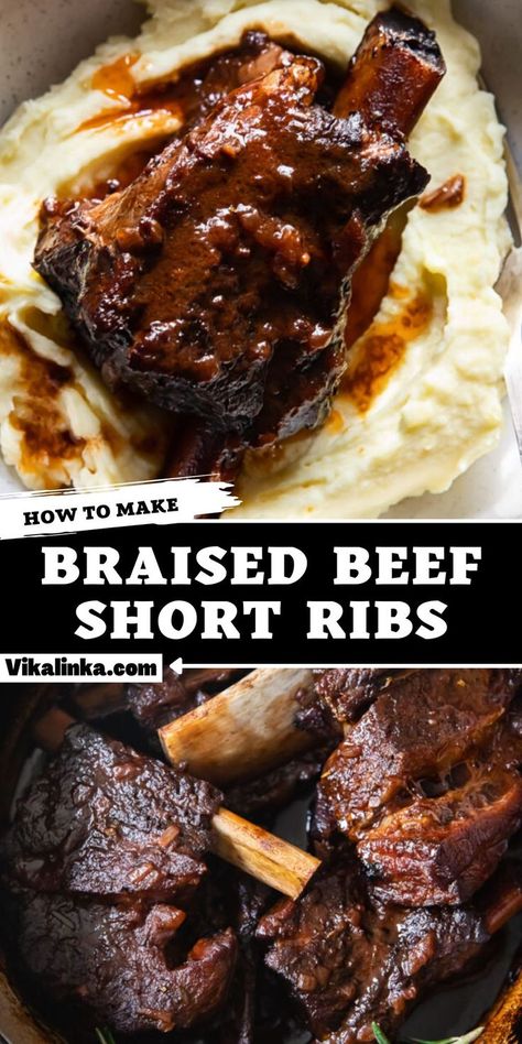 Short Ribs Dutch Oven, Short Ribs In Oven, Cooking Short Ribs, Braised Short Ribs Recipe, Braised Beef Short Ribs, Short Ribs Slow Cooker, Beef Short Rib Recipes, Short Ribs Recipe, Braised Short Ribs