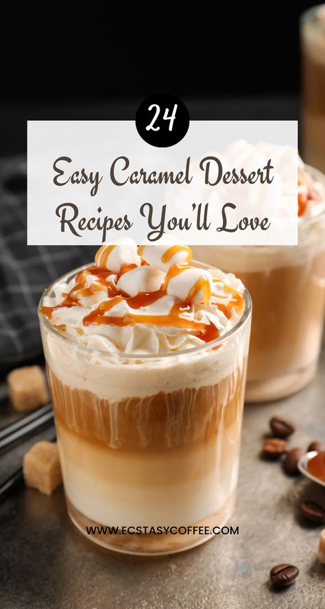 Satisfy your caramel cravings with these absolutely delightful and easy-to-make caramel dessert recipes! 🍰 From caramel apple cheesecake🍏 to gooey caramel pecan brownies, we've got the perfect treat for everyone! 😋 Save this Pin to indulge in caramel heaven. 🤩 What To Make With Caramel Sauce, Easy Caramel Dessert Recipes, Caramel Christmas Desserts, Caramel Sauce Desserts, Uses For Caramel Sauce, Things To Make With Caramel, Best Caramel Desserts, Desserts With Carmel, Caramel Treat Recipes