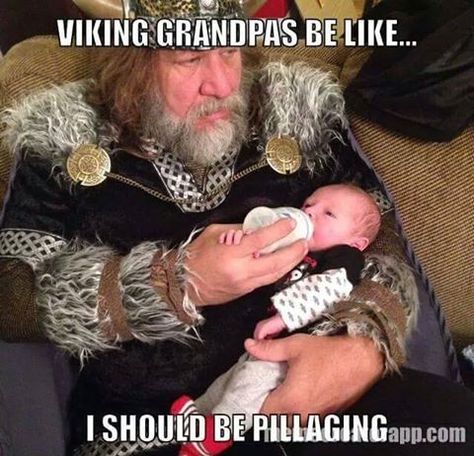 Viking Grandpa... Historical Humor, Viking Men, Viking Life, Relationship Lessons, Funny Pix, Warrior Quotes, Viking Warrior, Funny Animal Memes, Viking Jewelry