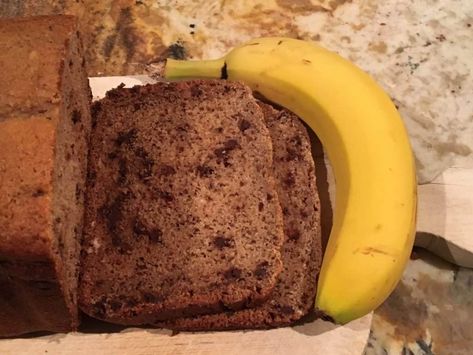 Bread Machine - Chocolate Chip Banana Bread - Bread Dad Banana Bread Bread Machine, No Sugar Banana Bread, Bread Machine Banana Bread, Banana Bread With Applesauce, Chocolate Chip Bread Recipe, Bread Bread Machine, Easy Bread Machine Recipes, Sour Cream Banana Bread, Chocolate Chip Banana Bread Recipe