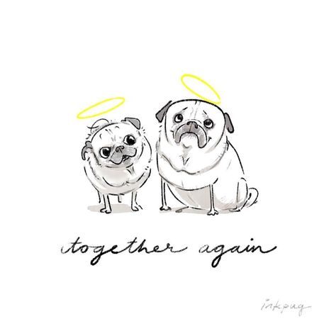 Again Tattoo, Funny Small Tattoos, Angel Cartoon, Pug Cartoon, Pug Tattoo, Pug Pictures, Pug Art, Printables Freebies, Crafts Cards