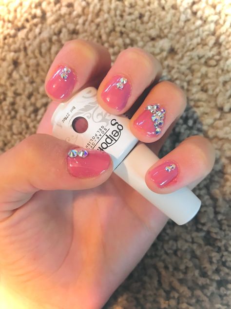 Cute Short Nails With Gems, Short Nails With Gems, Kid Nails, Nails With Gems, Kids Nail Designs, Nail Art For Kids, Diamond Nail Art, Nail Gems, Cute Short Nails