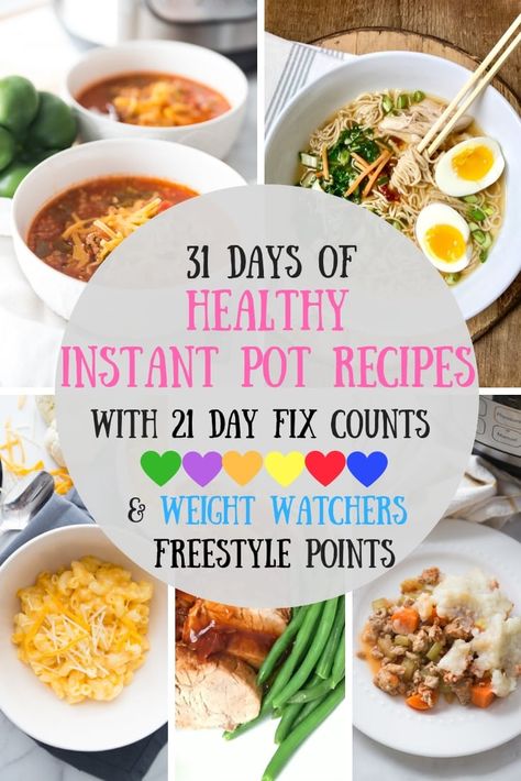 A whole month's worth of Healthy Instant Pot Dinners for you with 21 Day Fix Container Counts AND Weight Watchers Freestyle points! Healthy Instant Pot Dinners, Instant Pot Dinners, Confessions Of A Fit Foodie, Instant Pot Meals, Healthy Instant Pot, 21 Day Fix Meal Plan, Beachbody Recipes, Pot Dinners, Fit Foodie