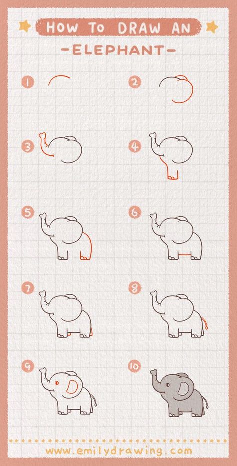 The Complete Guide on How to Draw an Elephant - Want to draw a super cute an Elephant head fast and easy? Follow these 6 simple, step-by-step diagrams and you'll be drawing a beautiful an Elephant in no time! Elephant Drawing For Kids, Easy Elephant Drawing, Elephant Doodle, Draw An Elephant, Maluchy Montessori, Journal Collection, Drawing Tutorials For Beginners, Easy Doodles, Elephant Drawing