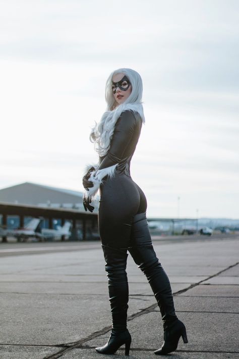 Black Cat Marvel Costume, Black Cat Cosplay, Felicia Hardy, Black Cat Costumes, Supergirl Cosplay, Catwoman Cosplay, Black Cat Marvel, Cat Cosplay, Spiderman Comic