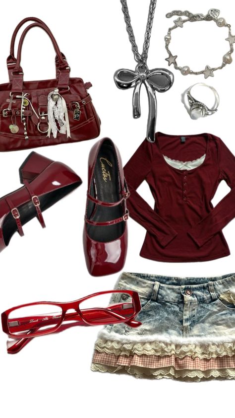 elena gilbert, coquette,2000s… Coquette 2000s, Elena Gilbert, Red Outfit, Elegant Outfit, Cherry Red, Style Board, Fashion Inspo Outfits, Fashion Inspo, Cherry