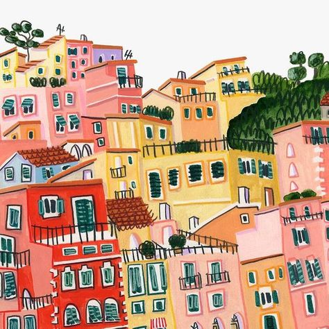 Marta Bazan on Instagram: "After so many trials I finally finished this picture and finally il looks good enough to brag a little.   #landscape #landscapeillustration #illustration #urbanlandscape #cinqueterre #italypainting #mixmediaart #urbansketchers #urbansketching #urbansketch" Urban Landscape Illustration, Urban Illustration, Italy Painting, Urban Sketchers, Landscape Illustration, Urban Sketching, July 25, Good Enough, Urban Landscape