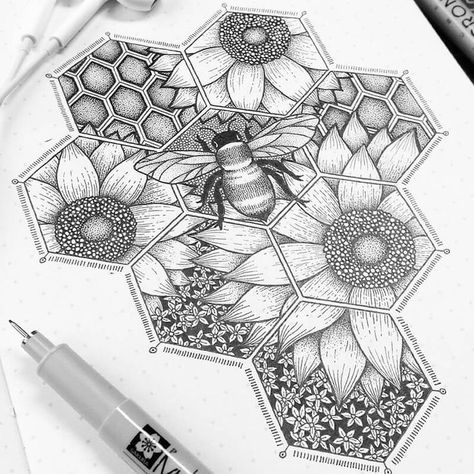 Sweeter Than Honey. Bee Stippling Drawings in Ink. Click the image, for more art by Dylan Brady. Stippling Drawing, Easy Pencil Drawings, Bee Drawing, Desen Realist, Drawing Hands, Výtvarné Reference, Pencil Drawings Easy, Drawing Faces, Ink Drawings