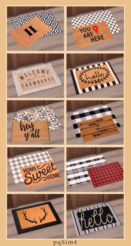 Sims 4 Cc Decor, The Sims 4 Custom Content, Los Sims 4, Sims Baby, Sims 4 Clutter, Letter Decor, David Sims, Hello Sign, Christmas Doormat