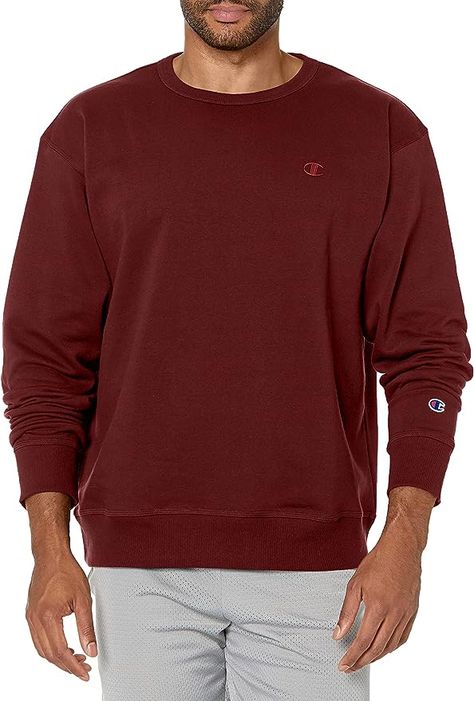 Men Sweatshirt Outfit, Maroon Crewneck, Mens Crewneck Sweatshirt, Fun Sweatshirts, Champion Sweatshirt, Sweatshirt For Men, Sweatshirt Crewneck, Champion Hoodie, Mens Fleece