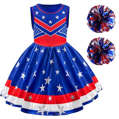 PRICES MAY VARY. 4TH OF JULY COSTUMES: This Independence Day Festival dress-up set includes fourth of july outfit for girls, and pairs of pompoms. Little girls will be able to show their patriotic spirits this 4th of July when they wear this USA Flag outfit. Those stars and stripes are sure gonna shine bright! EXCLUSIVE INDEPENDENCE DAY COSTUME: The high-quality costume includes a deep blue fancy dress with vibrant red and white stripes. Classic stars and stripes patterns, sleeveless design, ela Canadian Costume, American Flag Outfit, Usa Costume, American Flag Clothes, Festival Fancy Dress, Day Festival, Flag Outfit, Festival Dress, Red And White Stripes