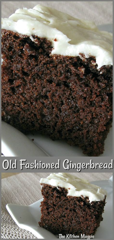 Dark Gingerbread Cake, Hot Water Gingerbread, Old Fashioned Molasses Cake, Molasses Cake Old Fashion, Old Fashion Gingerbread, Old Fashioned Gingerbread Cake, English Cake Recipe, Old Fashioned Gingerbread Recipe, Moist Gingerbread Cake