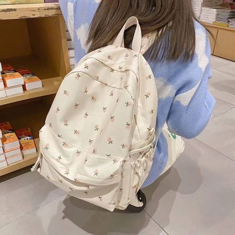 𐙚˙⋆tulip printed spacious bag.˚ ᡣ𐭩 Price- 1250 + international shipping Shop from link in bio Imported Takes 4-7 weeks to deliver once preorders submitted No cod, only prepaid . . . . #bow #bowseason #bag #korean White School Bag, Bow Season, Korean Student, Girls Korean, Backpack Cute, Women's Backpack, Tulip Print, School Bags For Girls, Brand Book