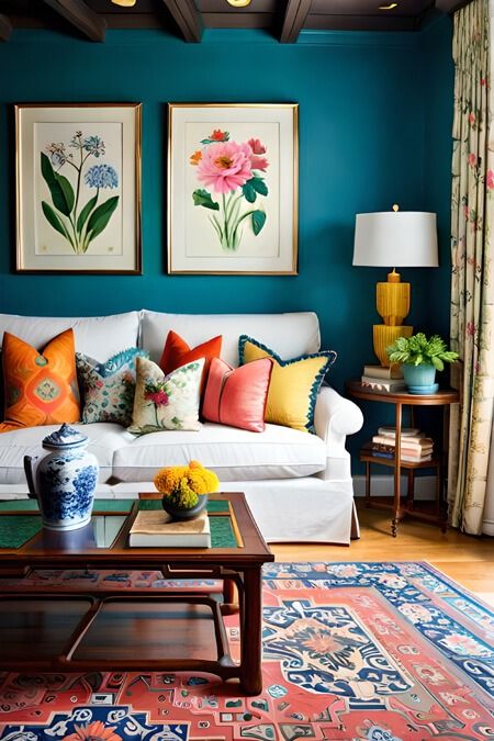 How to Decorate with Bright and Bold Colors Without Looking Juvenile Bold Color Decor, Room Color Combination, Vibrant Living Room, Sophisticated Decor, Colourful Living Room, Sophisticated Look, Room Color, Interior Paint Colors, House Paint