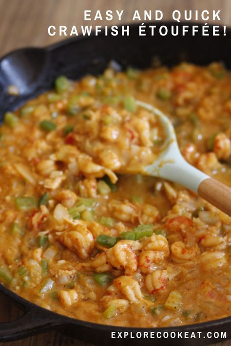 Etoufee Recipe Louisiana Easy, Crayfish Recipes Easy, Creamy Crawfish Etoufee, Crawfish Etoufee Recipe Louisiana Easy, Crawfish Etouffee Recipe Easy, Crayfish Etouffee Recipe, Crawfish Etoufee Cream Of Mushroom, Cajun Crawfish Etoufee, Cajun Ninja Crawfish Etouffee