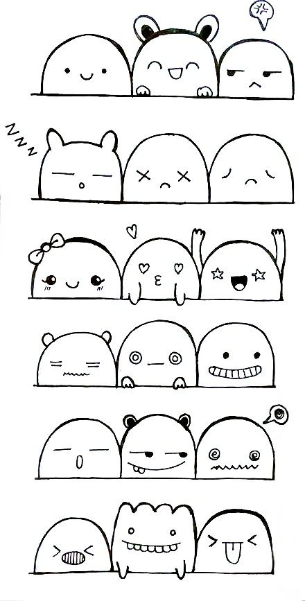 Cute Blobs To Draw, Simple Diagrams To Draw, How To Draw Doodles Step By Step Easy, Healing Doodles, Doodle Art Easy Ideas, Easy Doodle Art Simple Aesthetic, Easy Doodle Art For Beginners, Emoji Doodles, Easy Doodles Art