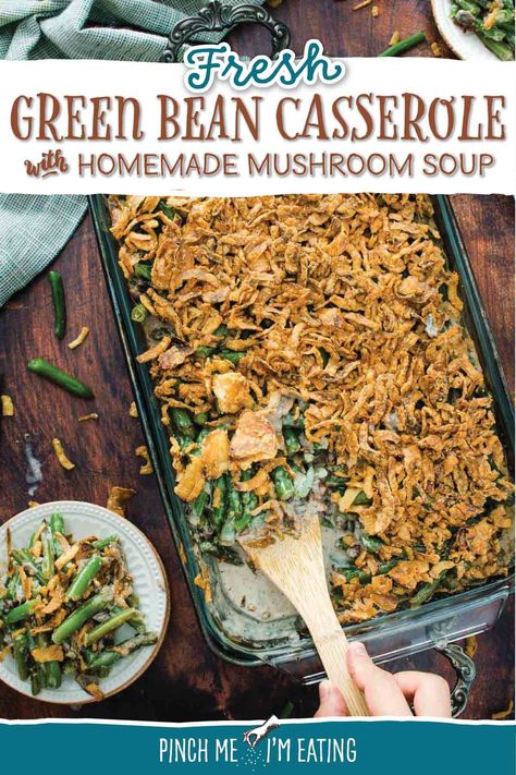 Discover the best fresh green bean casserole recipe, perfect for a crowd. Made with homemade mushroom soup and topped with crispy fried onions, this dish is a flavorful addition to any holiday table. Easy to prepare and sure to impress your guests!