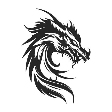 Comodo Dragon Tattoo, Dragon Icon Logo, Logo Naga Hitam, Logo Design Dragon, Dragon Design Art, Dragon Logo Design, Dragon Tattoo Vector, Black Dragon Tattoo, Dragon Head Tattoo