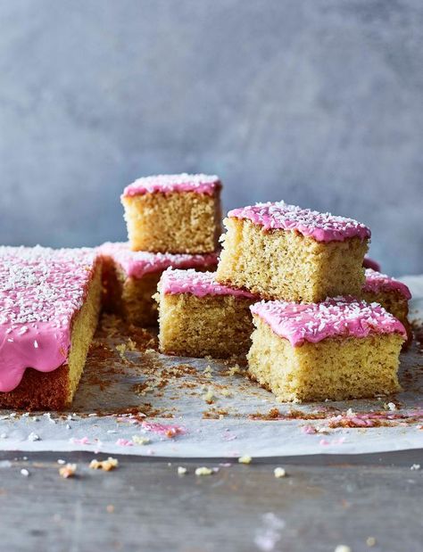 Tottenham cake recipe | Sainsbury's Magazine Tottenham Cake Recipe, Tottenham Cake, Traybake Recipes, British Desserts, Tray Bake Recipes, Birthday Cake Recipe, British Food, Cannoli, Cookies Ingredients