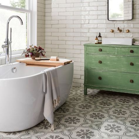 Topps Tiles, Victorian Bathroom, Patterned Floor Tiles, Bathroom Trends, Kitchen Floor Tile, Tile Flooring, Bathroom Floor Tiles, House Bathroom, Wet Rooms