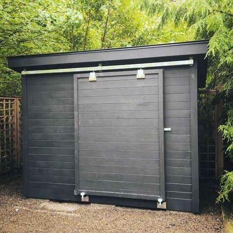 Top 60 Best Backyard Shed Ideas - Outdoor Storage Spaces Shed With Sliding Door, Modern Outdoor Shed Ideas, Narrow Outdoor Storage, Narrow Outdoor Storage Shed, Shed Sliding Door, Side Shed Ideas, Side Of House Storage, Outdoor Sliding Doors, Sliding Doors Outdoor