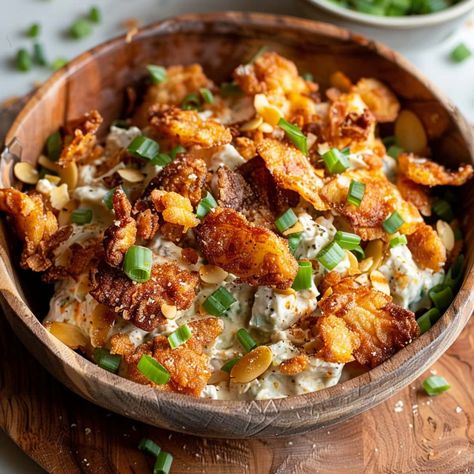 This crispy smashed potato salad is rich and chock-full of incredible texture. Make it for your next get-together, and it’ll be the talk of the night! Smashed Tater Tot Salad, Delicious Summer Recipes, Crispy Potato Salad Recipe, Tater Tot Potato Salad, Whole Potato Recipes, Smash Potato Salad, Crunchy Potato Salad, Crispy Smashed Potato Salad, Crispy Potato Salad