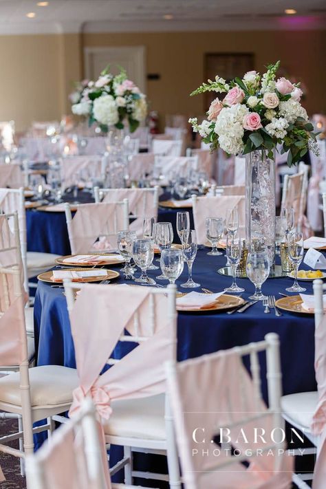 Navy Pink Silver Wedding, Navy And Pink Decorations, Navy And Blush Decor, Navy Blue And Blush Pink Wedding Centerpieces Floral Design, Navy And Blush Rustic Wedding, Navy Blue And Dusty Rose Wedding Centerpieces, Pink And Navy Wedding Centerpieces, Navy Blue And Blush Wedding Centerpieces, Navy And Blush Centerpieces