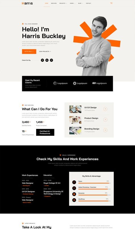 Simple Website Portfolio Design, Web Development Portfolio Website, Portfolio Website Ui Design, Personal Portfolio Website Templates, Web Design For Portfolio, Personal Portfolio Website Design Layout, Portfolio Design Layout Template, Personal Landing Page, Personal Website Ideas