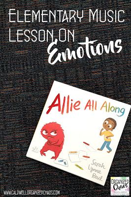 Music Lesson on Emotions: Allie All Along. Organized Chaos. Elementary music lesson for lower elementary, kindergarten, or even Preschool connecting music with feelings. Movement Lesson Plans Elementary, Music And Emotions Activities, Music Integration Lessons, Music And Emotions, Kindergarten Music Lessons, Elementary Music Games, Music Elements, Kindergarten Music, Music Study