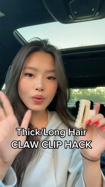 GODESS | Claw Clip | Daily Hair Tutorials on Instagram: "Claw Clip hack for thick hair, if you have really thick hair use a larger claw clip but the same hair trick still applies! Follow @godess.ca . . . . . . . . . . . #hairclips #hairstyles #hairtransformation #hairtutorial #hairtransplant #hairtrends #hairfashion #hairideas #haircare #hairtips #longhair #thickhair #hairvideos #hairoftheday #nychair #nychairstylist #nychairsalon #lahairstylist #nychairsalon #torontohair #hairstylist #hairsa Claw Clip Hacks For Long Hair, Claw Clip Hacks For Thick Hair, How To Put A Claw Clip In Hair, Diy Claw Clip Organizer, How To Put Hair In Claw Clip, How To Put Your Hair In A Claw Clip, Claw Clip Hairstyles For Thick Hair, Large Claw Clip Hairstyles, Clawclip Hairstyle Long Hair