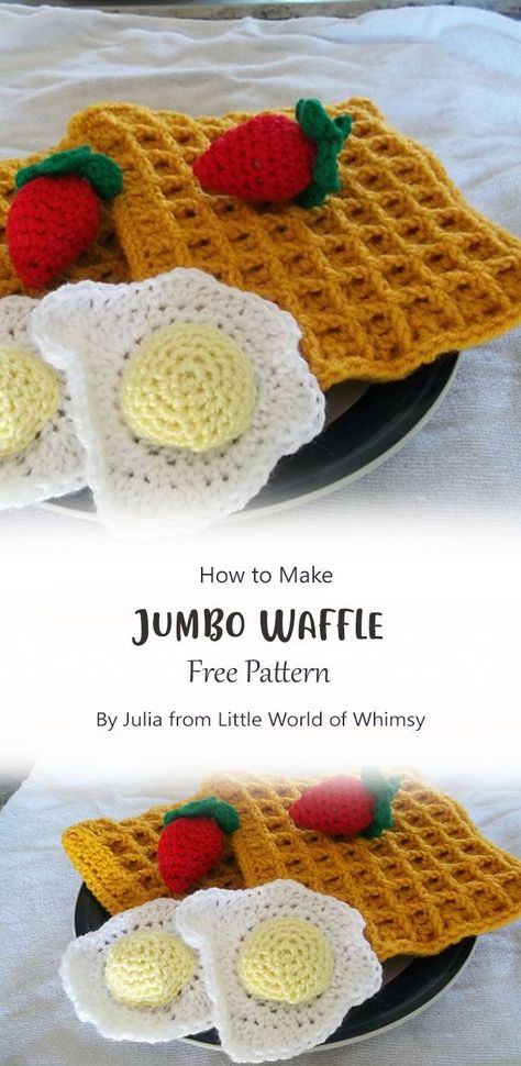 Crochet Waffle Amigurumi, Crochet Waffle Pattern, Waffle Craft, Crochet Waffle, Yummy Waffles, Amigurumi Food, Knifty Knitter, Crochet Baby Toys, Food Patterns