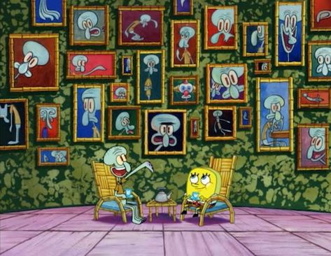 Spongebob Logic, Spongebob Images, Squidward Art, Squidward Painting, Spongebob House, Spongebob Background, Spongebob Funny Pictures, 30 Day Art Challenge, Spongebob Pics